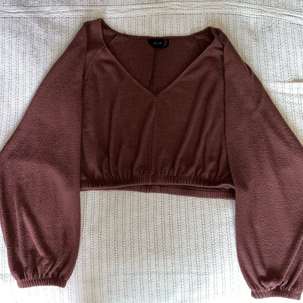 Urban Outfitters Cropped Maroon Sweater